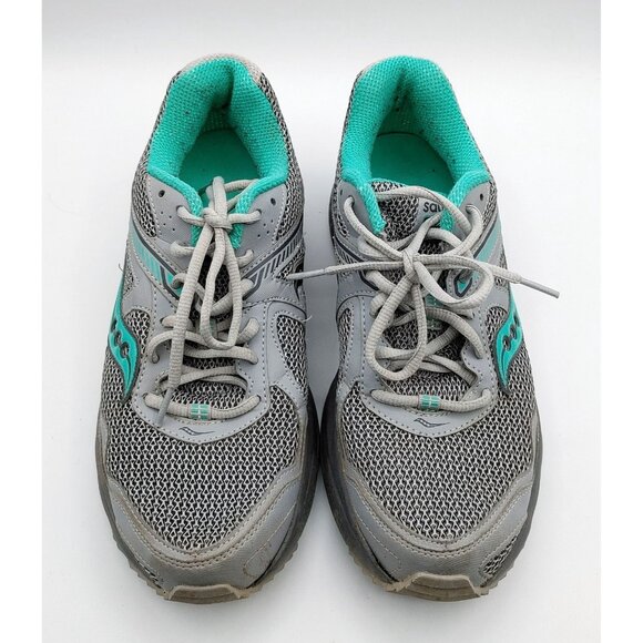 Saucony Womens 9.5 Cohesion 10 Running Walking Sneakers Shoes Gray Teal S15339 - Picture 2 of 8